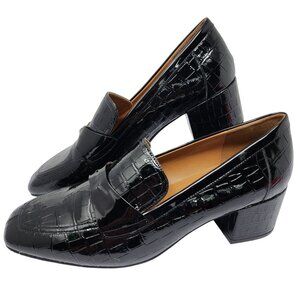 Donald J. Pliner Glossy Black Croc-Embossed Heels